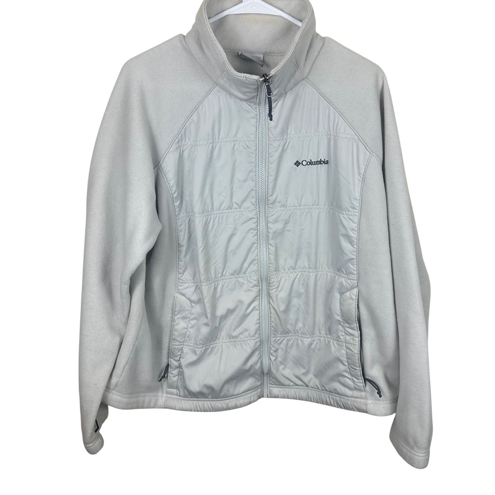 Columbia Interchange Jacket Womens 2X Gray‎ Full Zip Fleece Outdoor Quilted